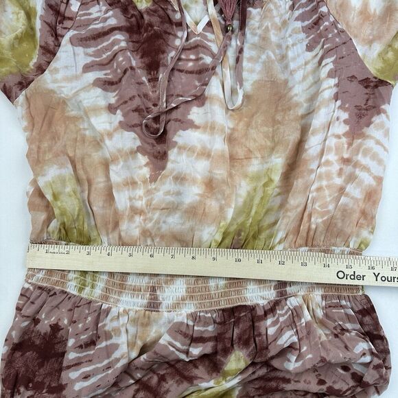 LASCANA By Venus Maxi Dress Tie Dye 3/4 Sleeve Boho Oversized Flowy Slits Sz L - Picture 3 of 16